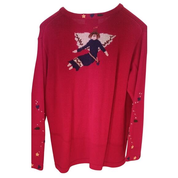 Quacker Factory "Believe In Angels" Christmas Cardigan Sweater 1X Plus Size - Picture 2 of 5